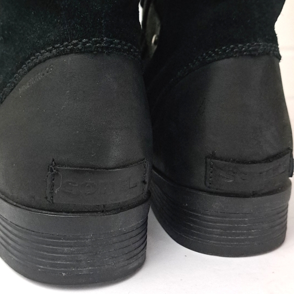 Sorel Emilie Black Leather And Suede Tall Lace-Up Fleece Lined Winter Boots Sz9 - Picture 6 of 12